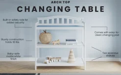 Arch Top Baby Changing Table, Matte White