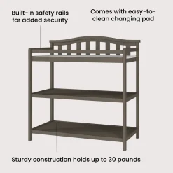 Arch Top Baby Changing Table, Dapper Gray