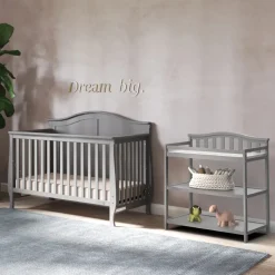 Arch Top Baby Changing Table, Cool Gray