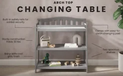 Arch Top Baby Changing Table, Cool Gray