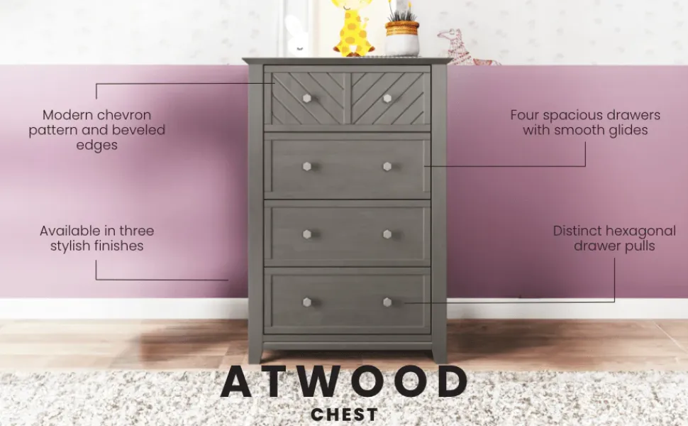 Atwood 4-Drawer Chest, Lunar Gray