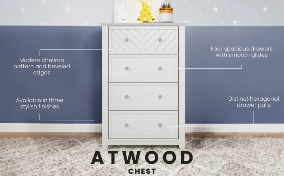 Atwood 4-Drawer Chest, Matte White
