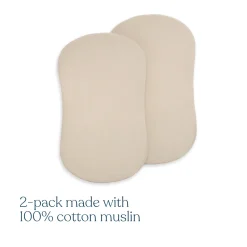 BassiNest® Fitted Sheet 100% Organic Cotton Muslin 2-Pack
