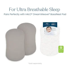 BassiNest® Fitted Sheet 100% Organic Cotton Muslin 2-Pack