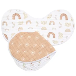 boutique 100% cotton muslin burpy bibs 2 pack