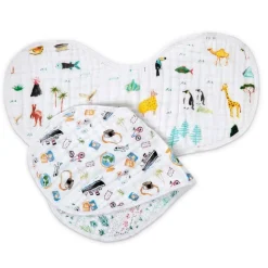 boutique 100% cotton muslin burpy bibs 2 pack