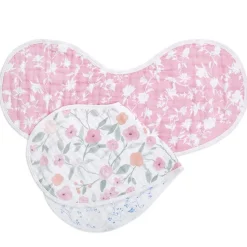 boutique 100% cotton muslin burpy bibs 2 pack