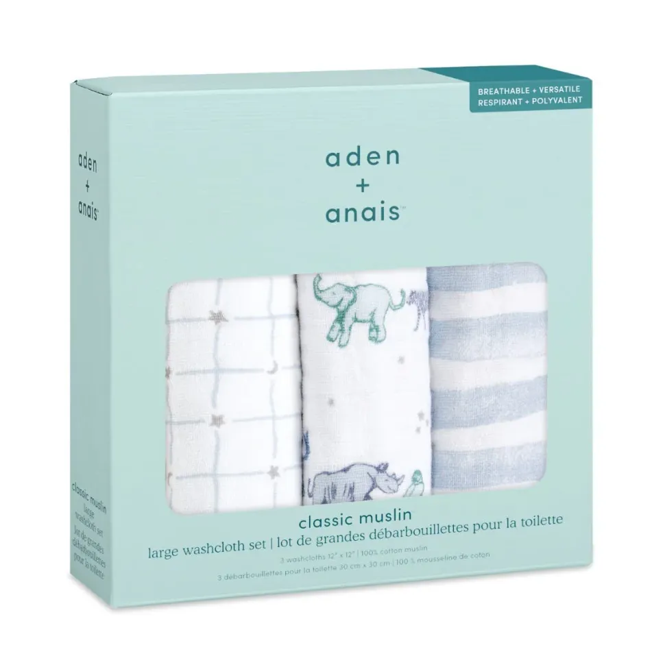 boutique 100% cotton muslin oversized washcloths 3 pack