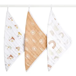 boutique 100% cotton muslin oversized washcloths 3 pack