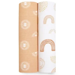 boutique 100% cotton muslin swaddle blanket 2 pack