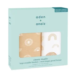 boutique 100% cotton muslin swaddle blanket 2 pack