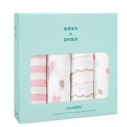 boutique 100% cotton muslin swaddle blanket 4 pack
