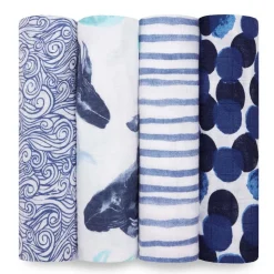 boutique 100% cotton muslin swaddle blanket 4 pack
