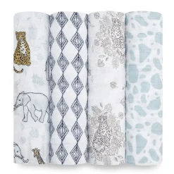 boutique 100% cotton muslin swaddle blanket 4 pack