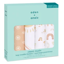 boutique 100% cotton muslin swaddle blanket 4 pack