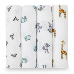 boutique 100% cotton muslin swaddle blanket 4 pack