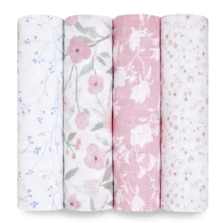 boutique 100% cotton muslin swaddle blanket 4 pack