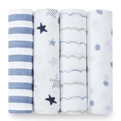 boutique 100% cotton muslin swaddle blanket 4 pack