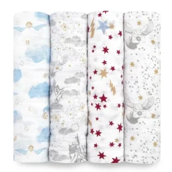 boutique iconic 100% cotton muslin swaddle blanket 4 pack