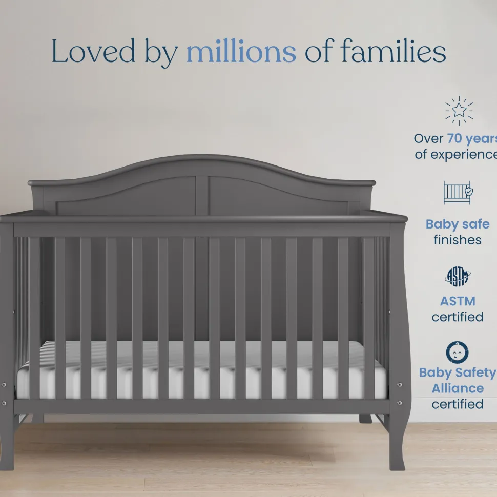 Camden 4-in-1 Convertible Crib, Cool Grey