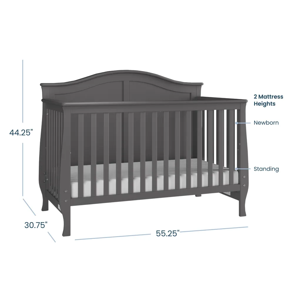 Camden 4-in-1 Convertible Crib, Cool Grey