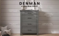 Denman 4 Drawer Chest, Midnight Gray