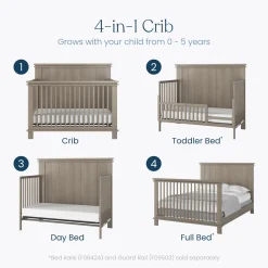 Denman 4-in-1 Convertible Crib, Crescent Gray
