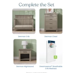 Denman 4-in-1 Convertible Crib, Crescent Gray