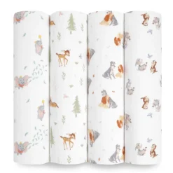 Disney™ essentials cotton muslin swaddle blanket 4 pack