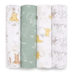 Disney™ Winnie the Pooh essentials cotton muslin swaddle blanket 4 pack
