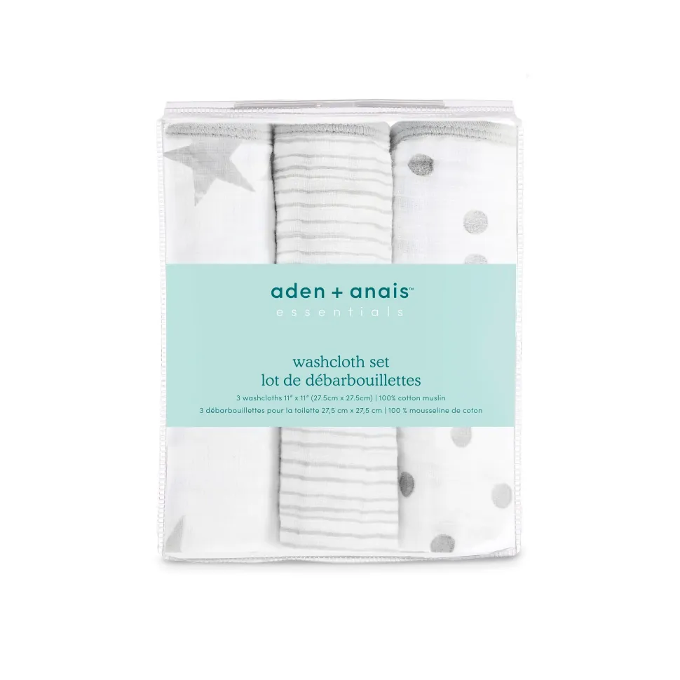 essential cotton muslin washcloths 3 pack