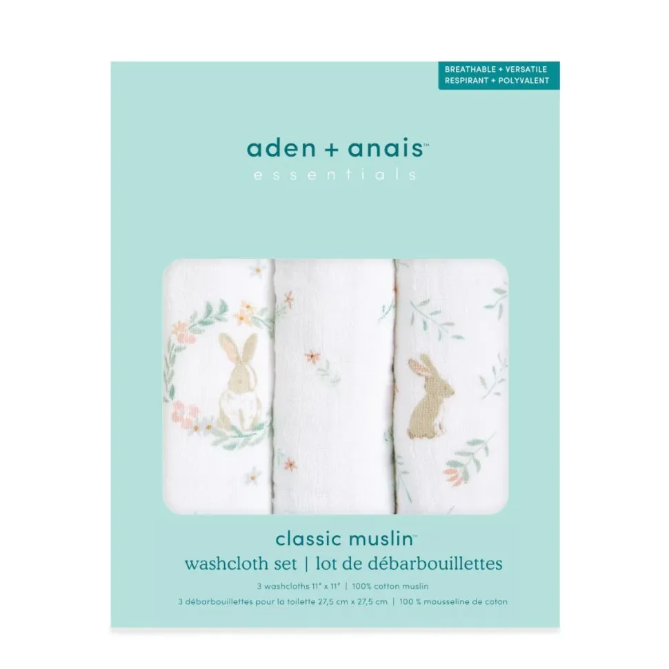 essential cotton muslin washcloths 3 pack