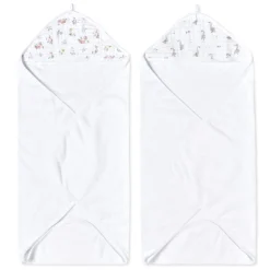 essentials cotton muslin hooded towels 2 pack