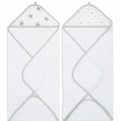 essentials cotton muslin hooded towels 2 pack