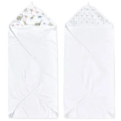 essentials cotton muslin hooded towels 2 pack