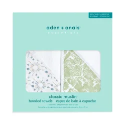 essentials cotton muslin hooded towels 2 pack