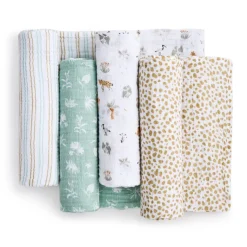 essentials cotton muslin swaddle blanket 4 pack