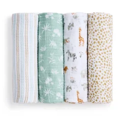 essentials cotton muslin swaddle blanket 4 pack