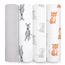 essentials cotton muslin swaddle blanket 4 pack