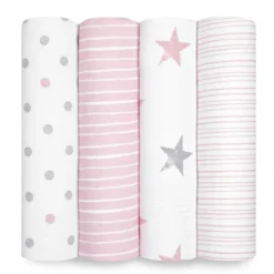 essentials cotton muslin swaddle blanket 4 pack