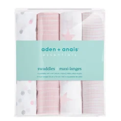 essentials cotton muslin swaddle blanket 4 pack