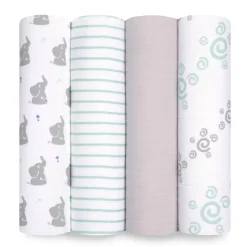 essentials cotton muslin swaddle blanket 4 pack