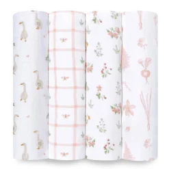 essentials cotton muslin swaddle blanket 4 pack
