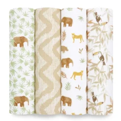 essentials cotton muslin swaddle blanket 4 pack