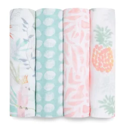 essentials cotton muslin swaddle blanket 4 pack