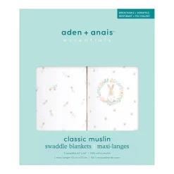 essentials cotton muslin swaddle blanket 2 pack