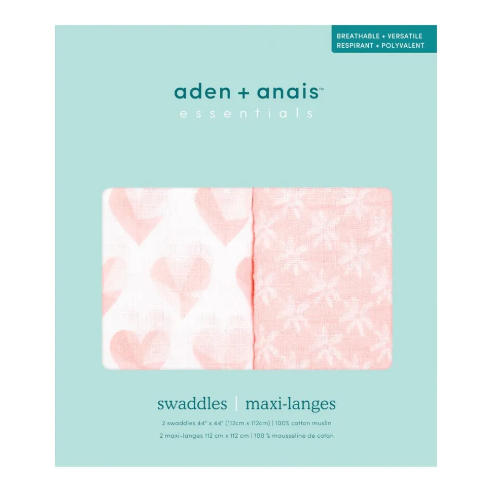 essentials cotton muslin swaddle blanket 2 pack