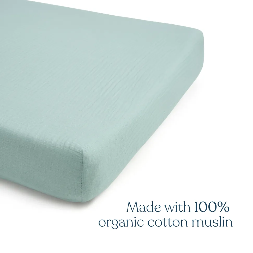 Fitted Crib Sheets 100% Organic Cotton Muslin 2 Pack