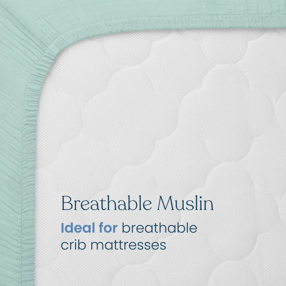 Fitted Crib Sheets 100% Organic Cotton Muslin 2 Pack