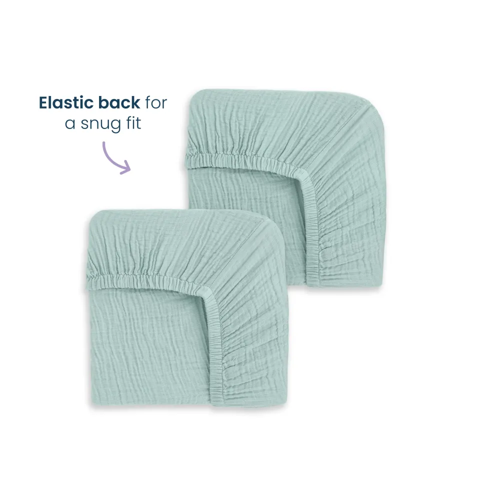 Fitted Crib Sheets 100% Organic Cotton Muslin 2 Pack